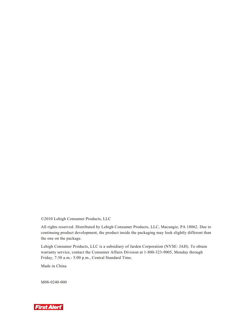 First Alert P-520 User Manual | Page 2 / 11