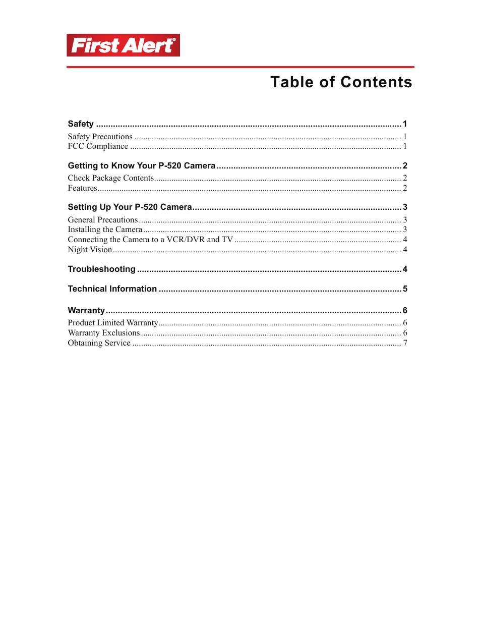 First Alert P-520 User Manual | Page 3 / 11
