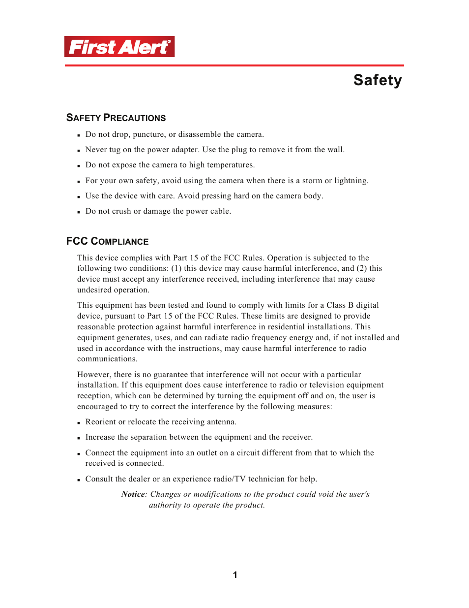 Safety | First Alert P-520 User Manual | Page 5 / 11