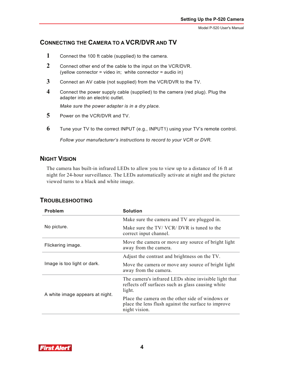 Vcr/dvr, Tv 1 | First Alert P-520 User Manual | Page 8 / 11