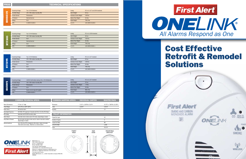 First Alert One Link SA520B User Manual | 2 pages