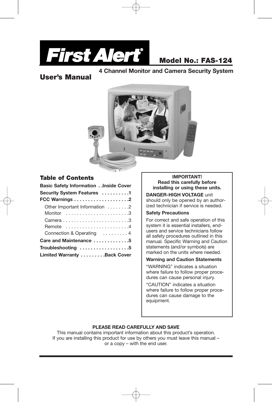 First Alert FAS-124 User Manual | 8 pages