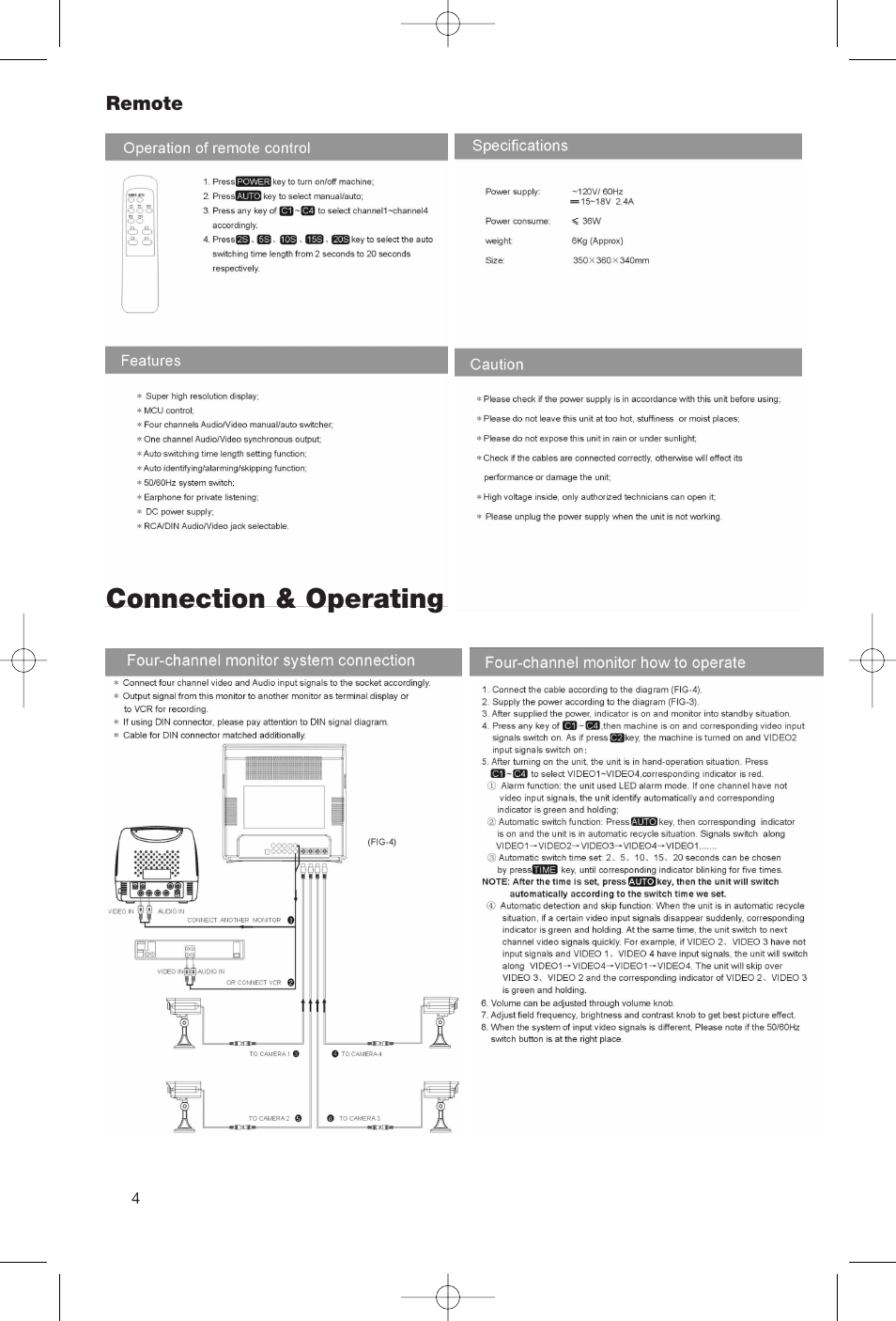 Connection & operating | First Alert FAS-124 User Manual | Page 6 / 8