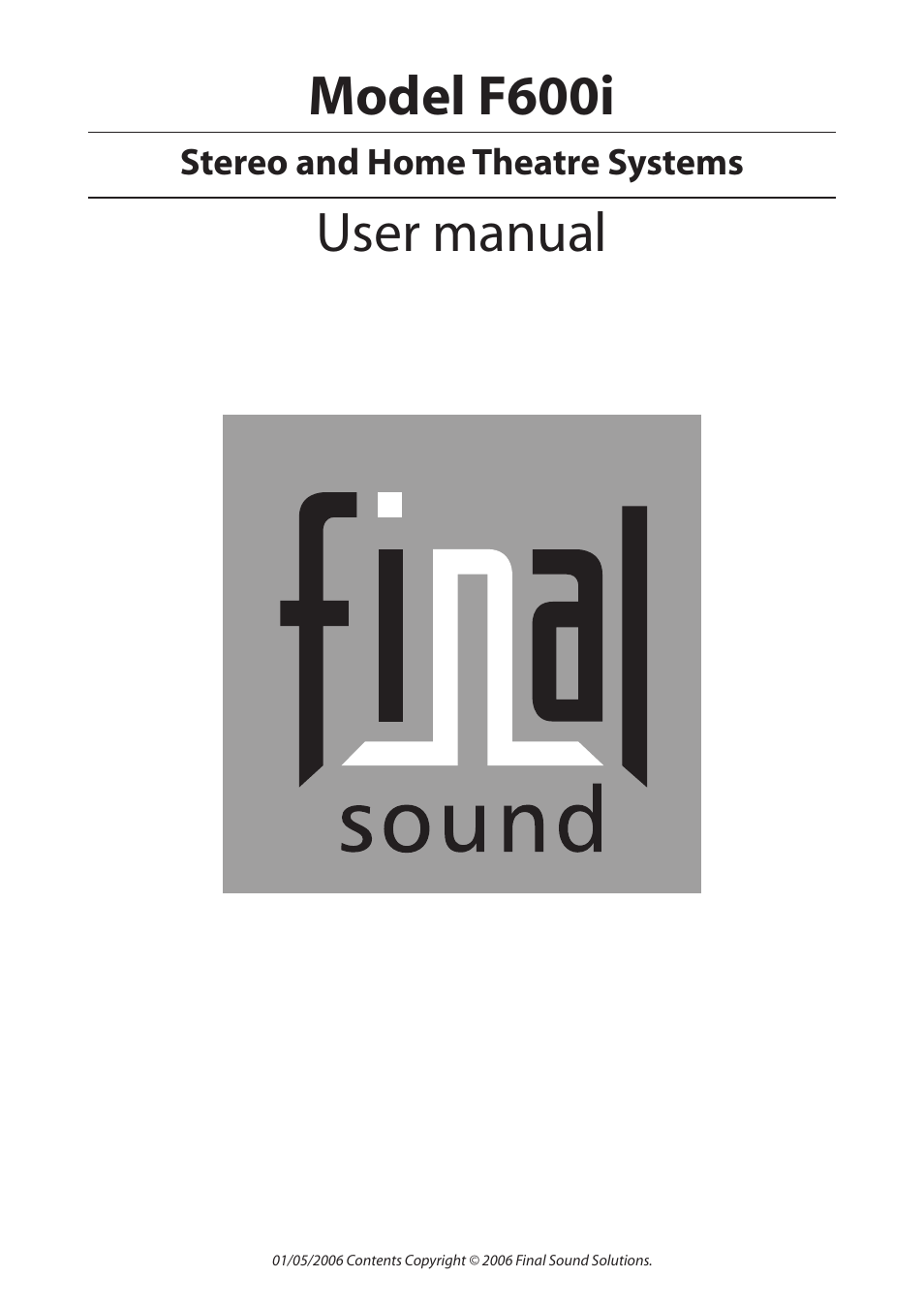 Final Sound F600i User Manual | 24 pages