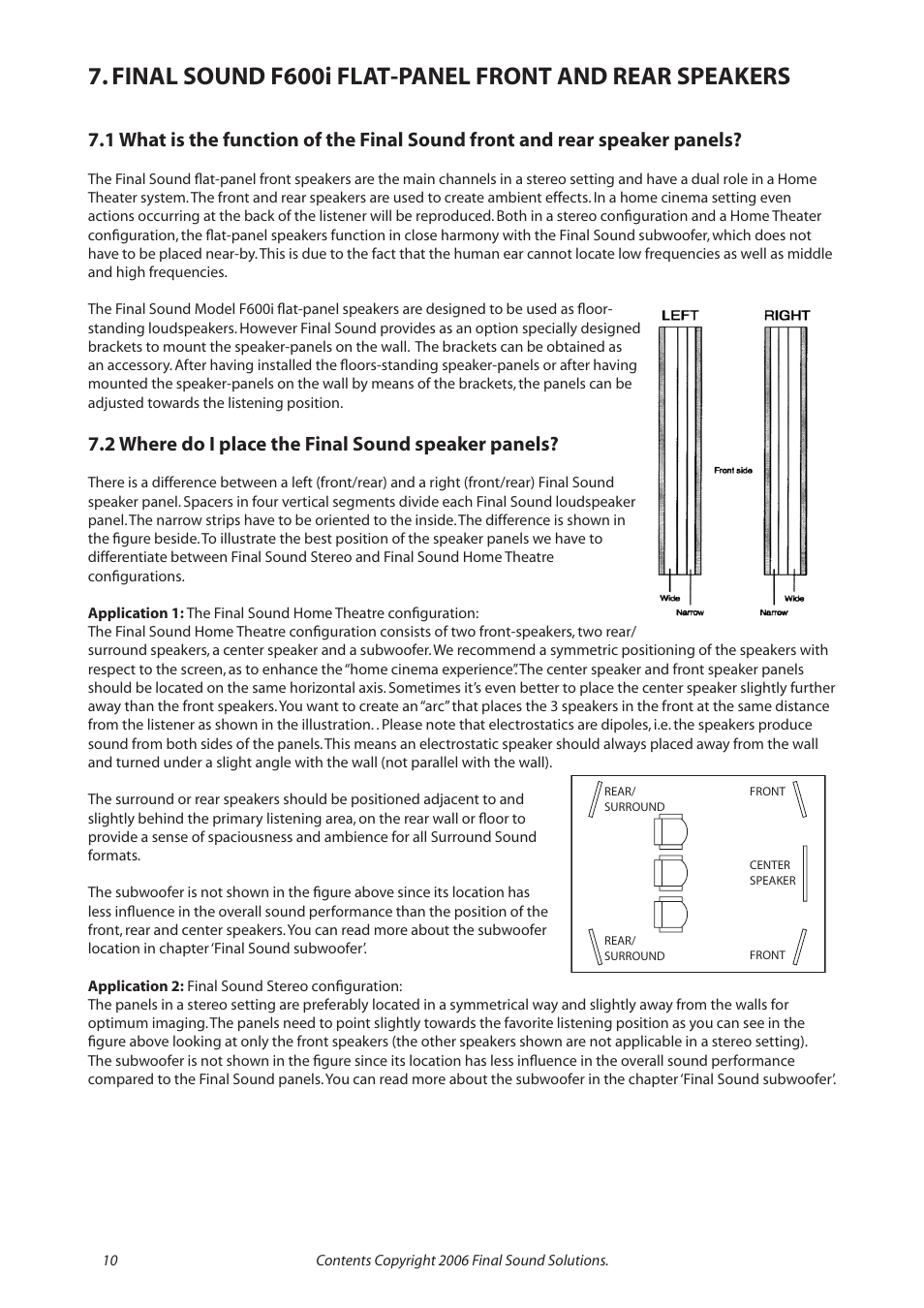 2 where do i place the final sound speaker panels | Final Sound F600i User Manual | Page 10 / 24