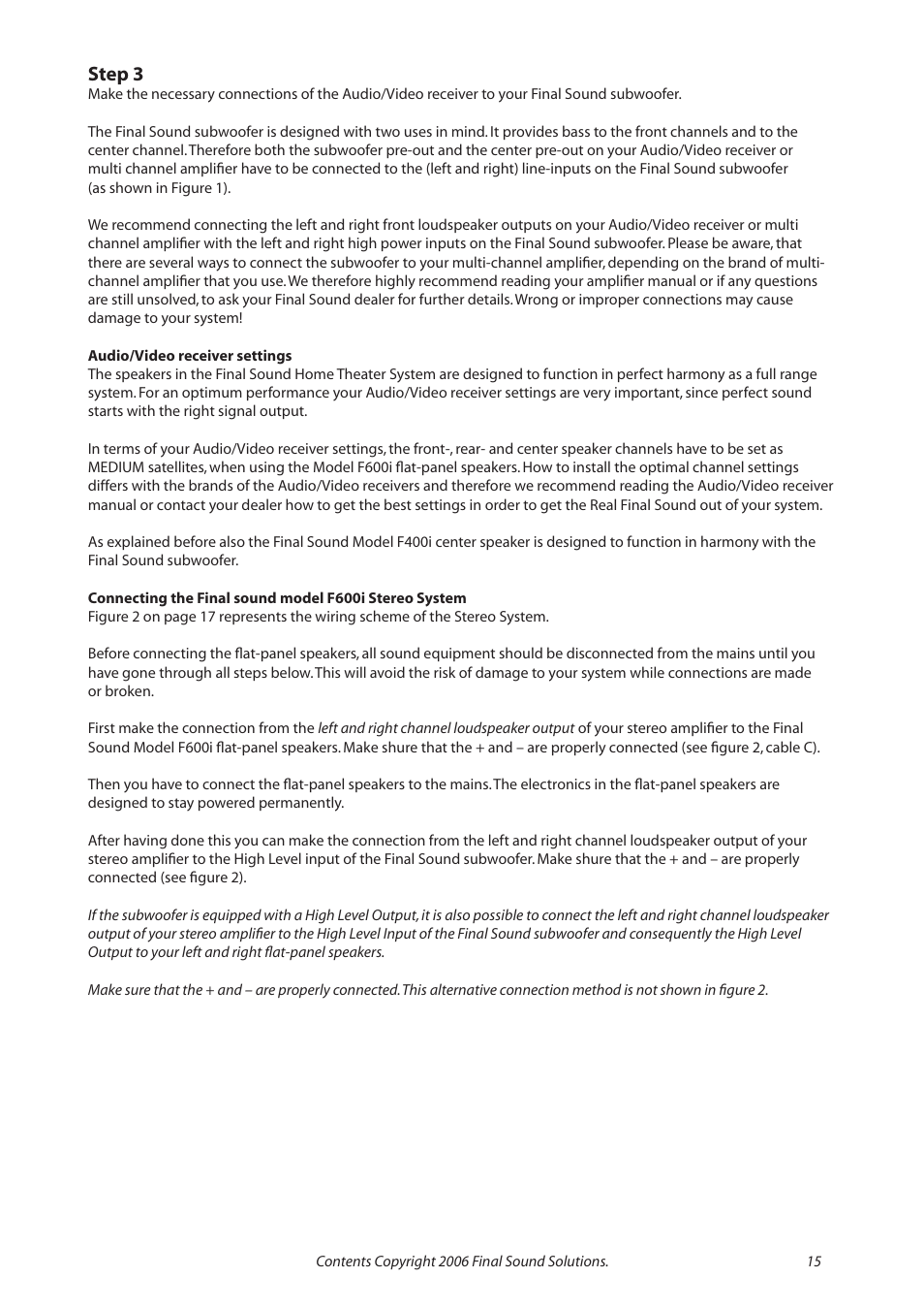 Step 3 | Final Sound F600i User Manual | Page 15 / 24