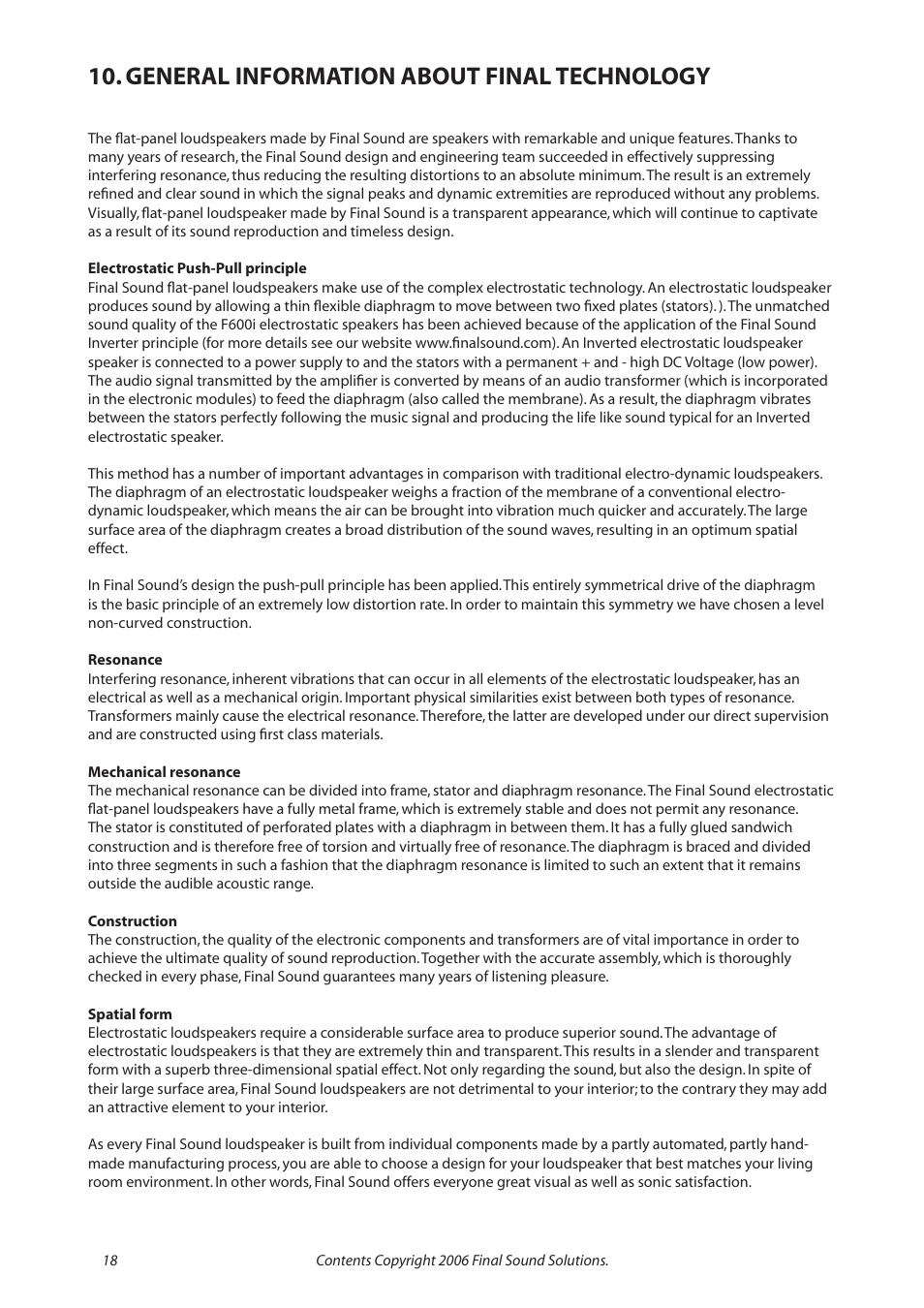 General information about final technology | Final Sound F600i User Manual | Page 18 / 24