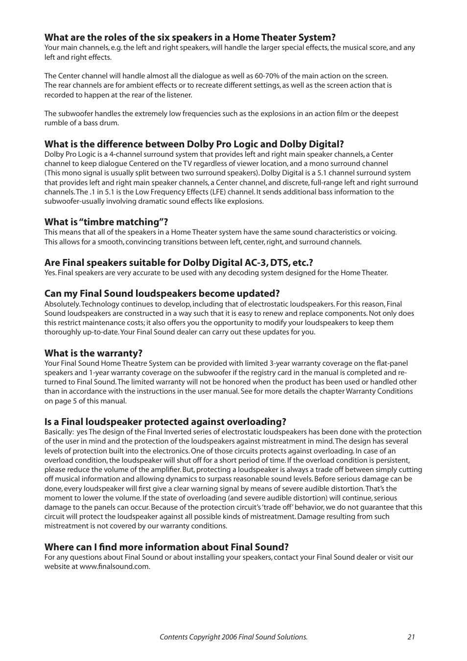 Final Sound F600i User Manual | Page 21 / 24