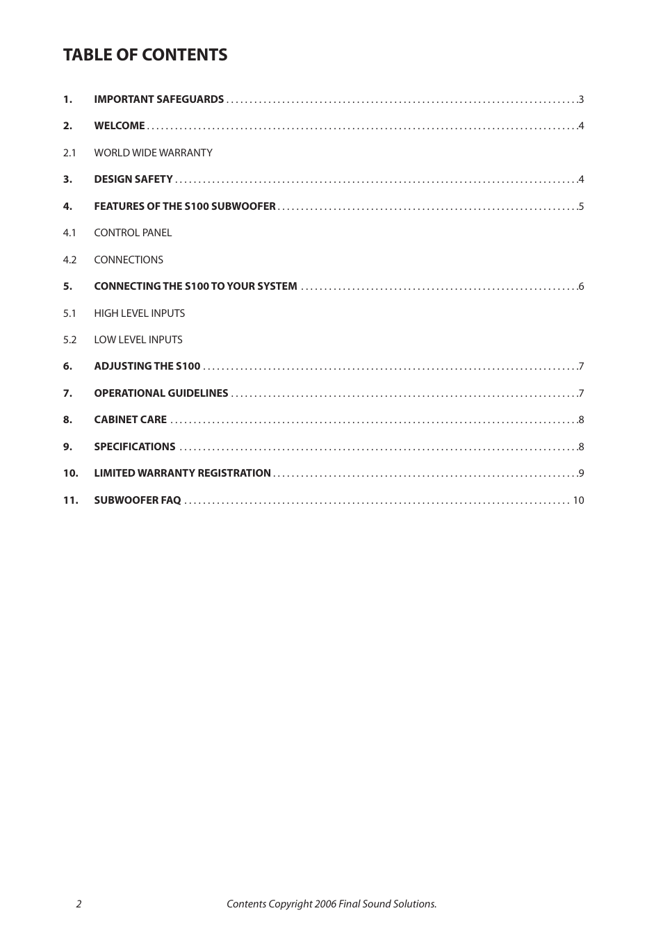 Final Sound S100 User Manual | Page 2 / 12
