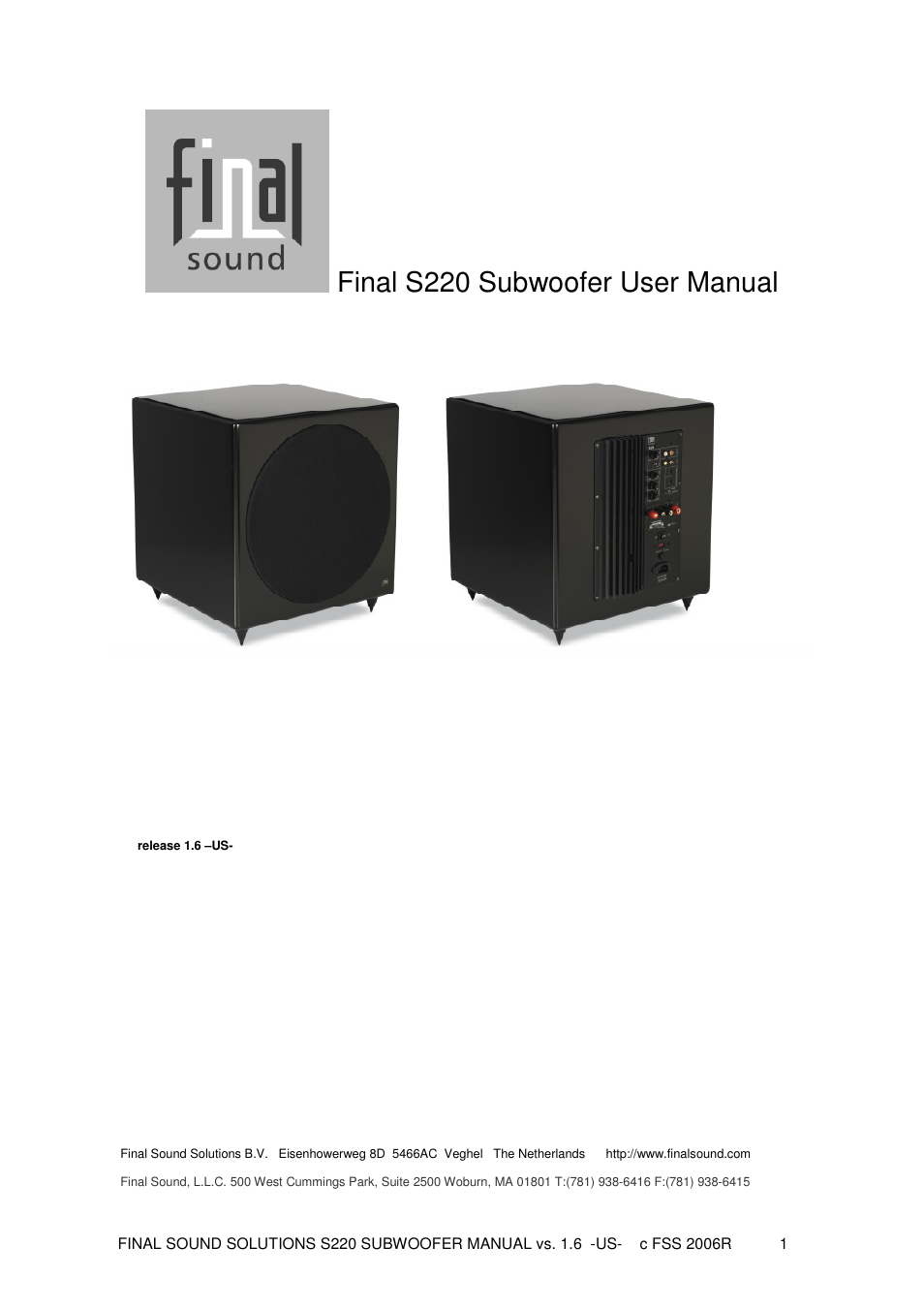 Final Sound S220 User Manual | 26 pages