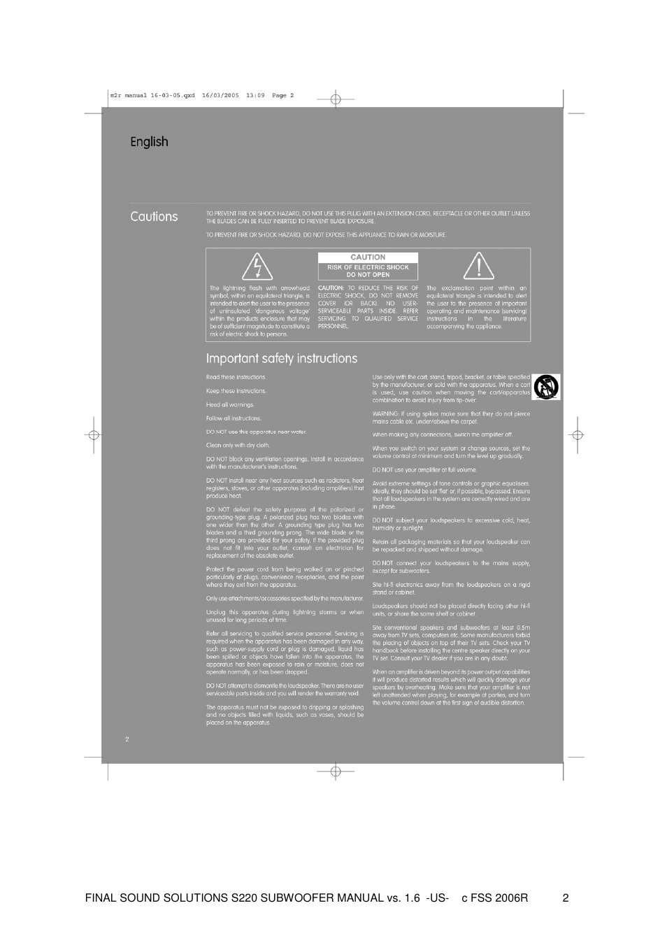 Final Sound S220 User Manual | Page 2 / 26
