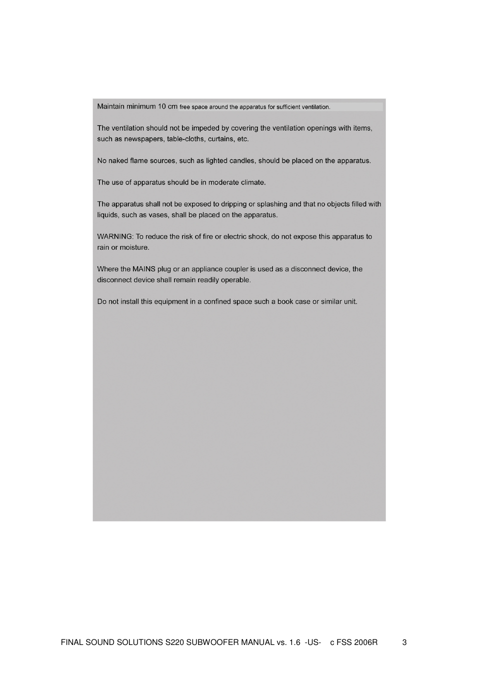 Final Sound S220 User Manual | Page 3 / 26