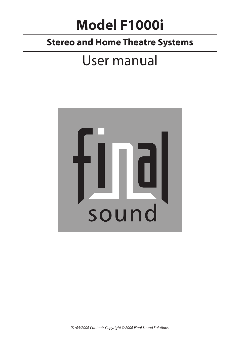 Final Sound F1000i User Manual | 24 pages