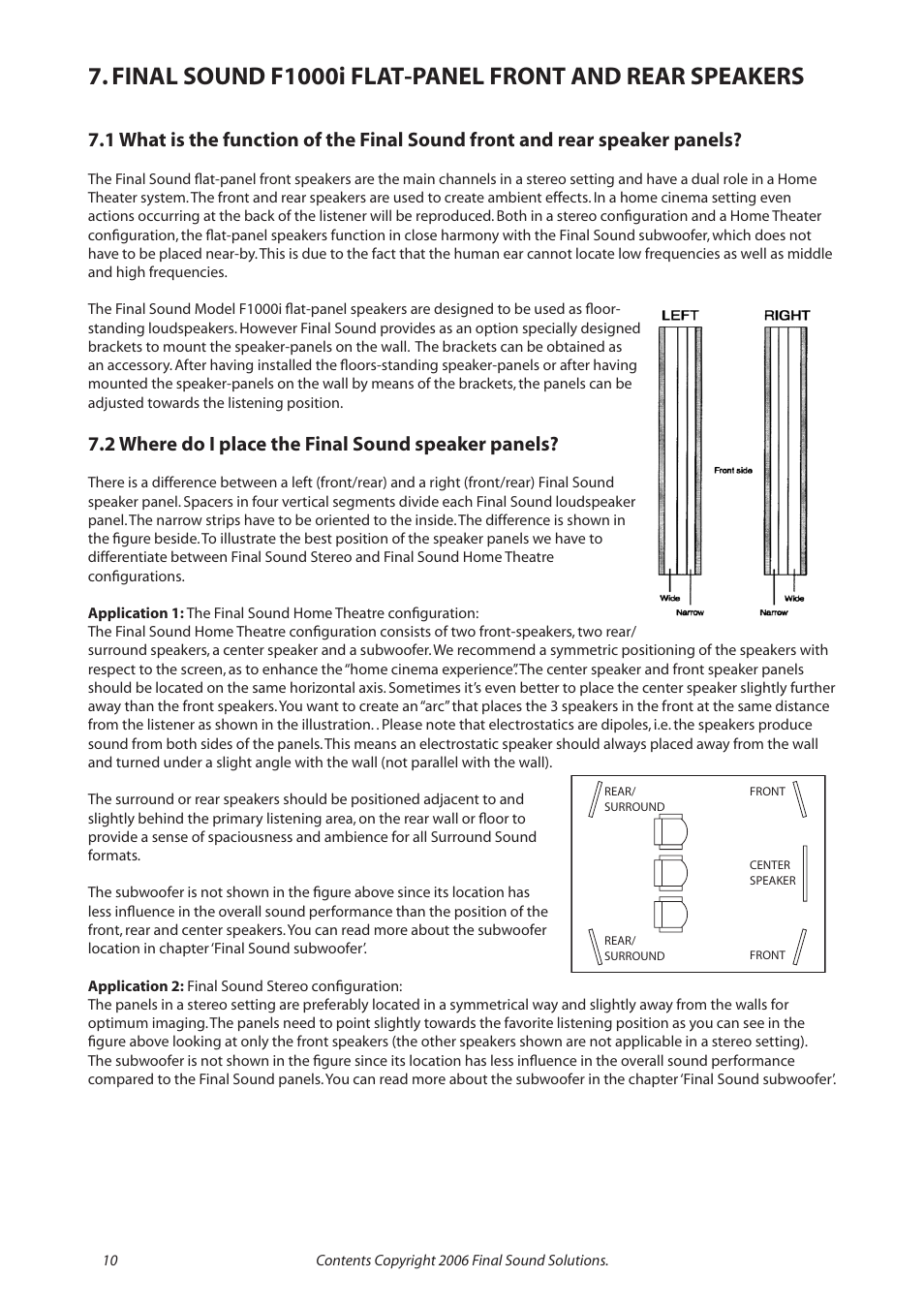 2 where do i place the final sound speaker panels | Final Sound F1000i User Manual | Page 10 / 24