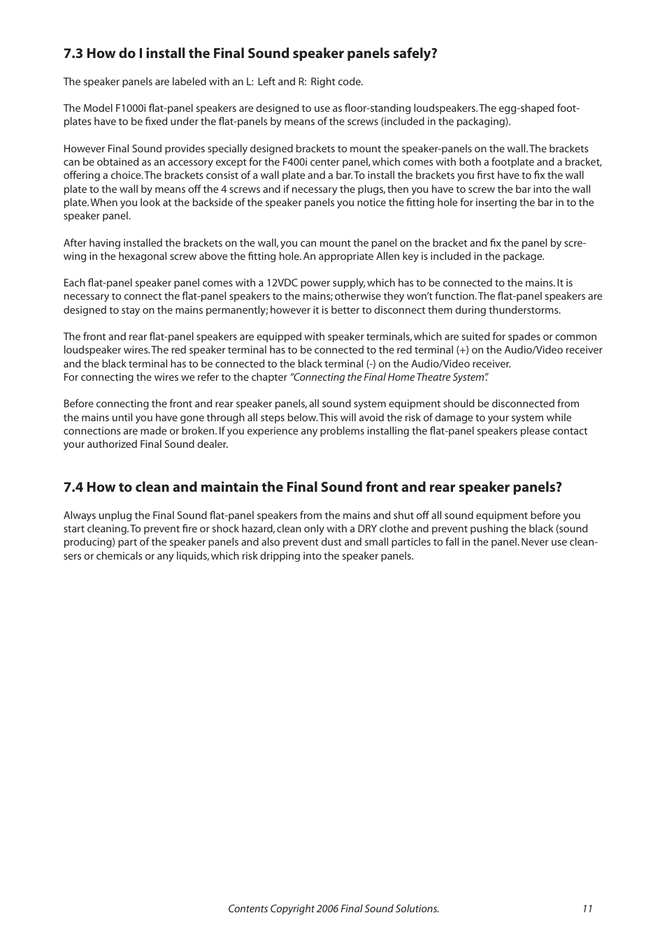 Final Sound F1000i User Manual | Page 11 / 24