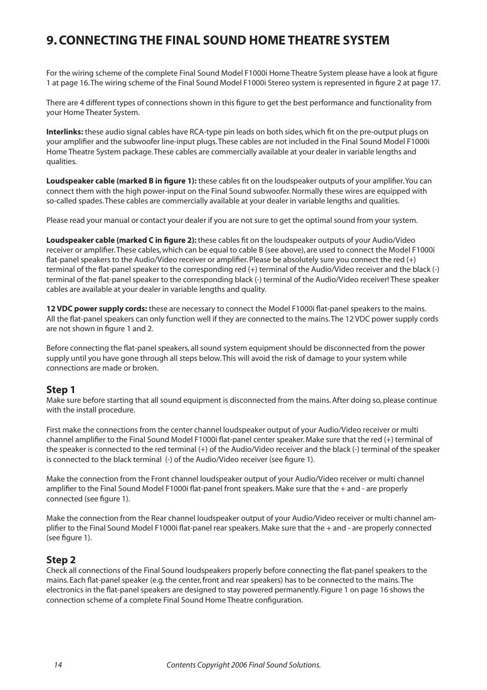 Connecting the final sound home theatre system | Final Sound F1000i User Manual | Page 14 / 24