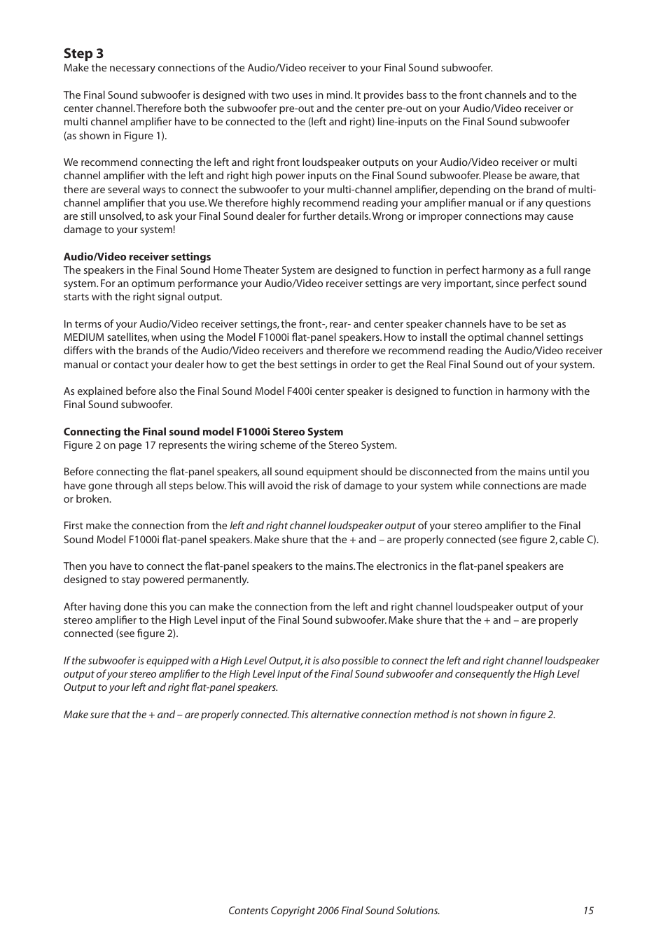 Step 3 | Final Sound F1000i User Manual | Page 15 / 24