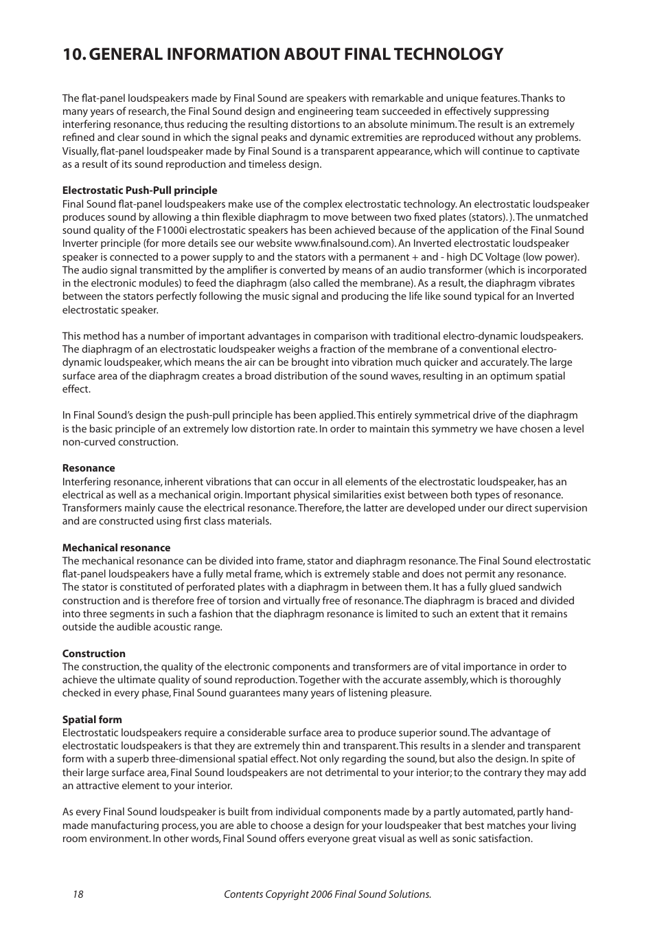 General information about final technology | Final Sound F1000i User Manual | Page 18 / 24