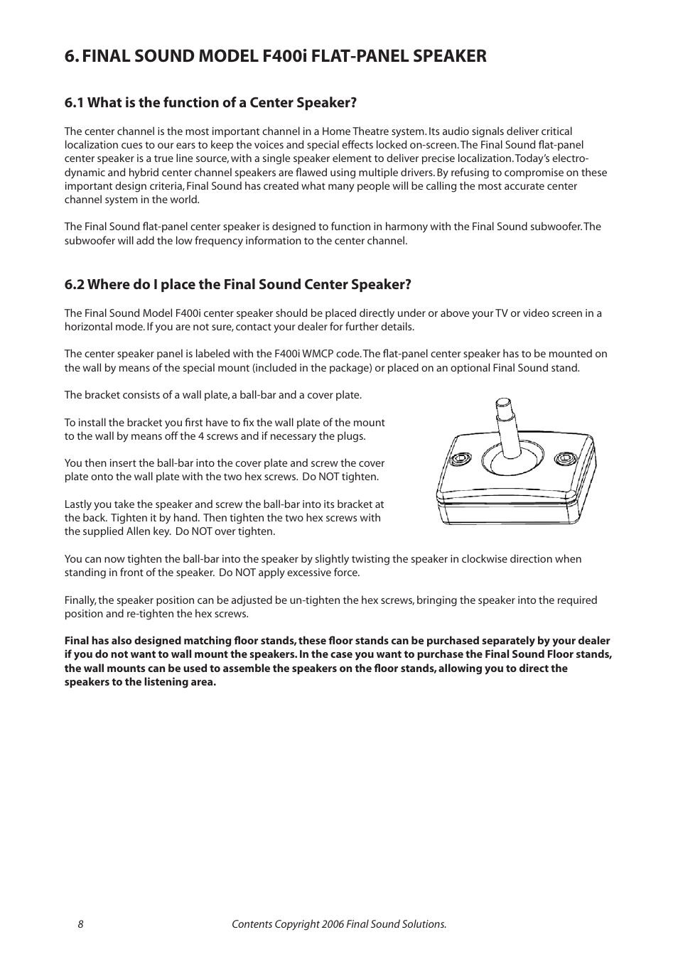 Final sound model f400i flat-panel speaker | Final Sound F1000i User Manual | Page 8 / 24