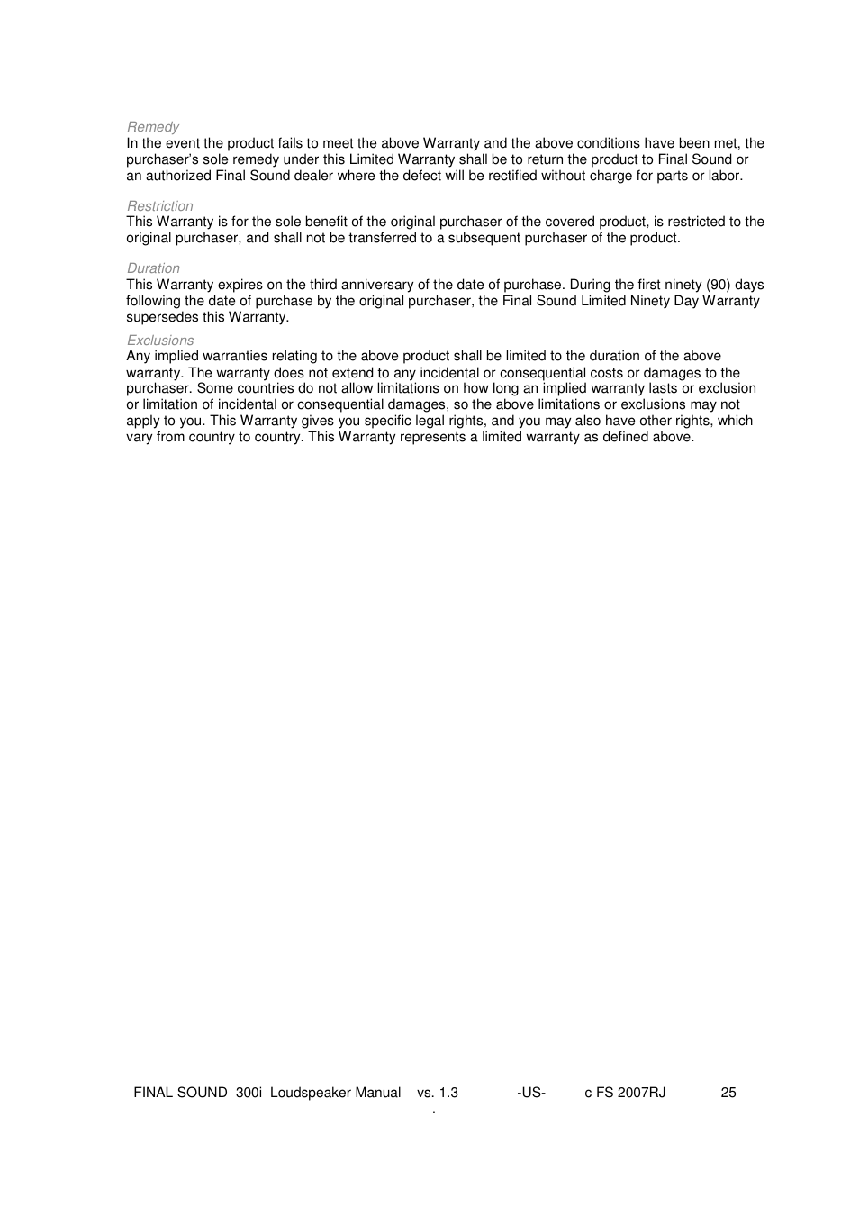 Final Sound Final 300i User Manual | Page 25 / 28