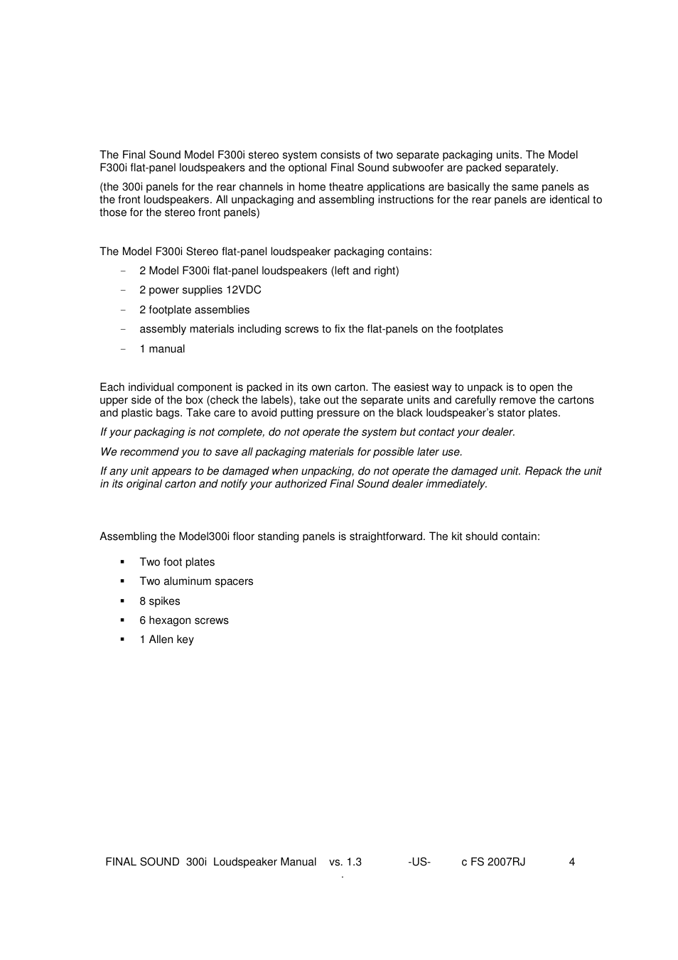 Final Sound Final 300i User Manual | Page 4 / 28