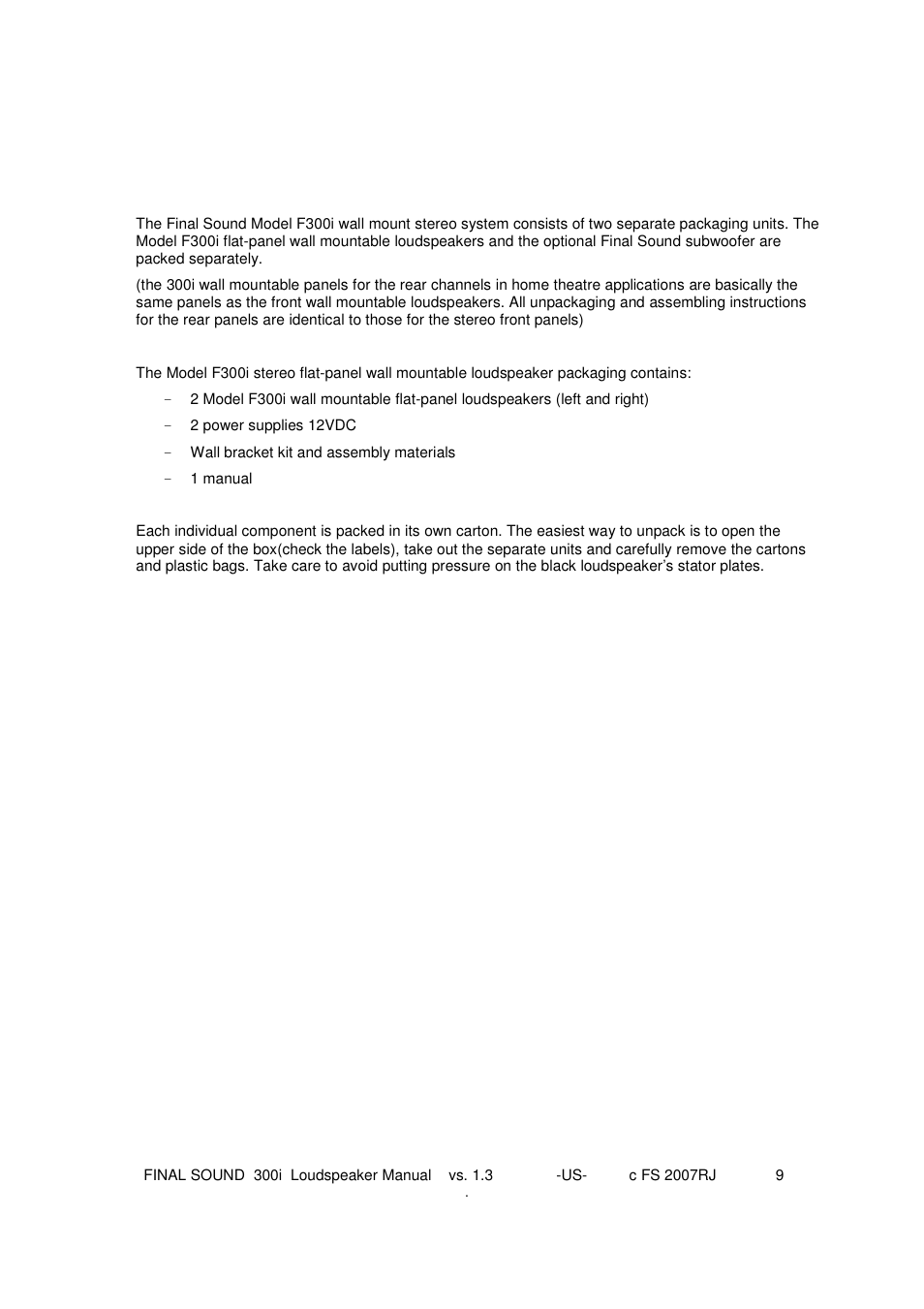 Final sound 300i wall mountable loudspeakers | Final Sound Final 300i User Manual | Page 9 / 28