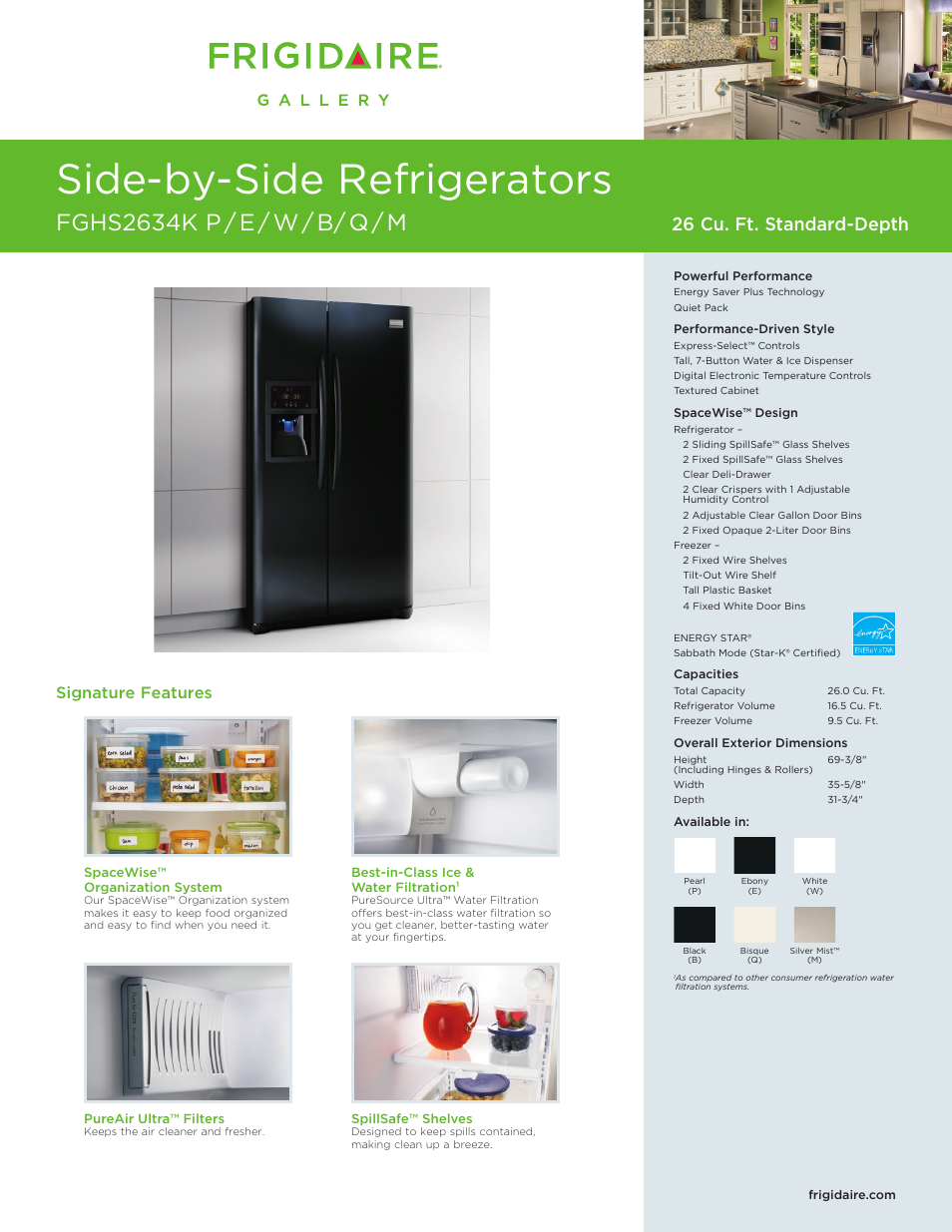 FRIGIDAIRE FGHS2634KE User Manual | 2 pages