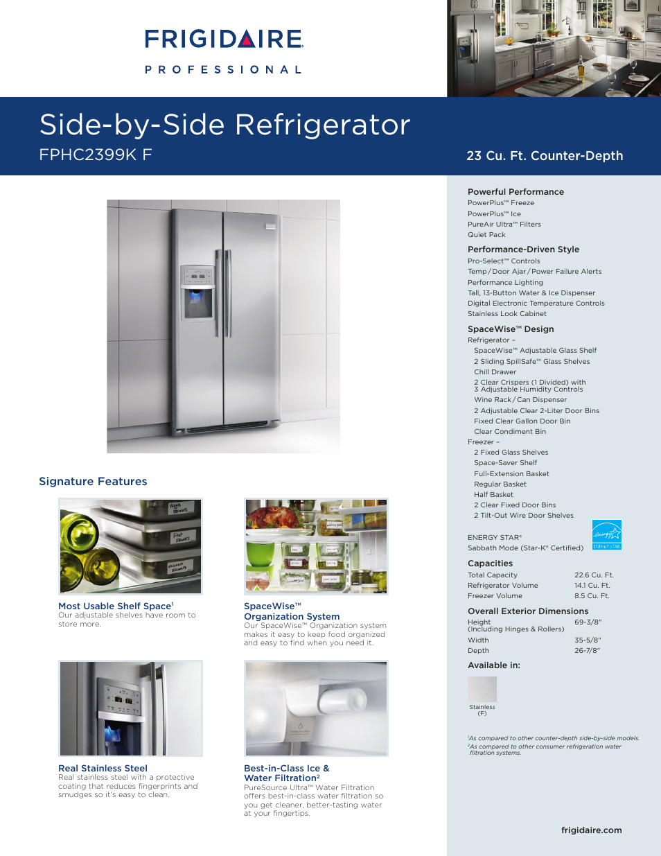 FRIGIDAIRE FPHC2399KF User Manual | 2 pages