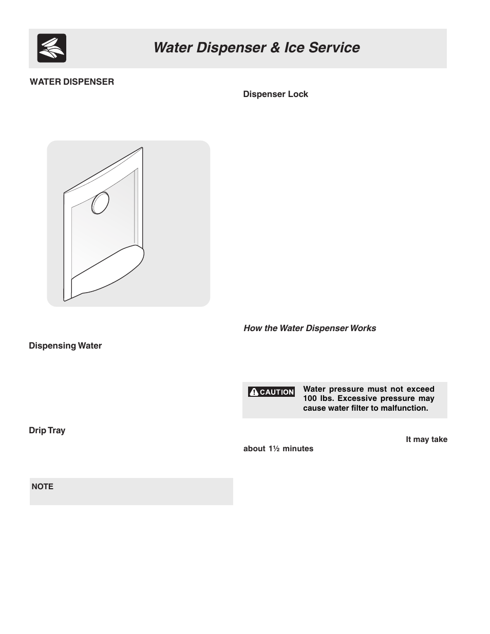 Water dispenser & ice service | FRIGIDAIRE 241796900 User Manual | Page 12 / 20