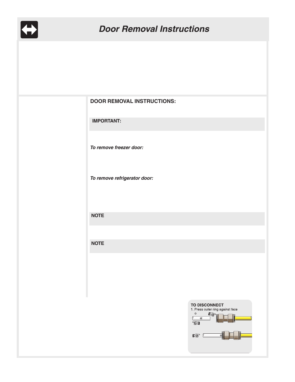 Door removal instructions | FRIGIDAIRE 241796900 User Manual | Page 6 / 20