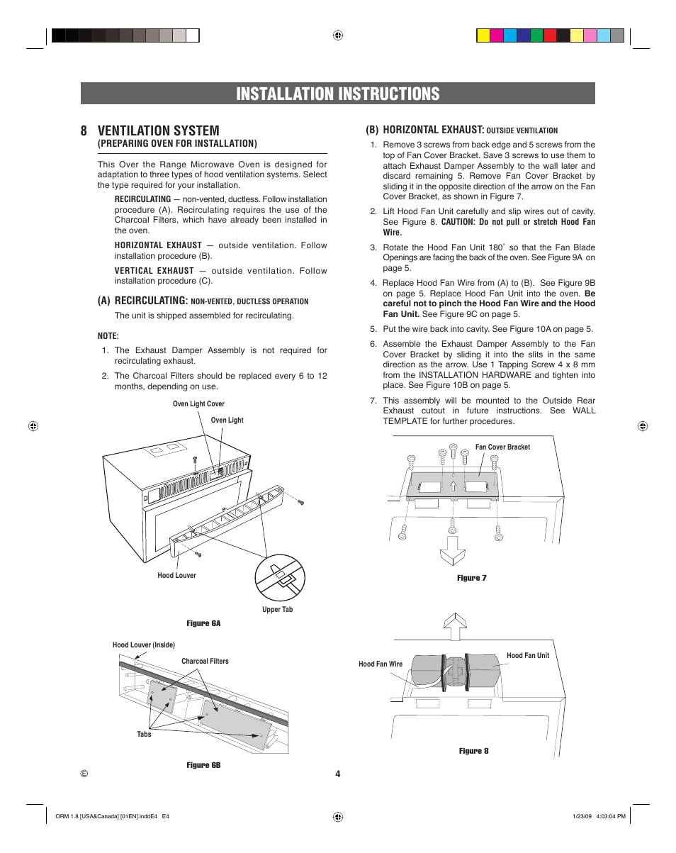 Installation instructions, 8 ventilation system | Electrolux EI30SM55JS User Manual | Page 4 / 24