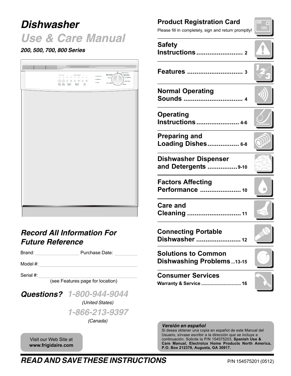 FRIGIDAIRE 200 Series User Manual | 16 pages