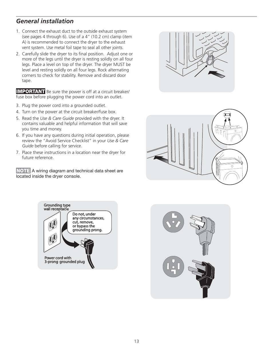 General installation | FRIGIDAIRE GLGQ2170KE User Manual | Page 13 / 48