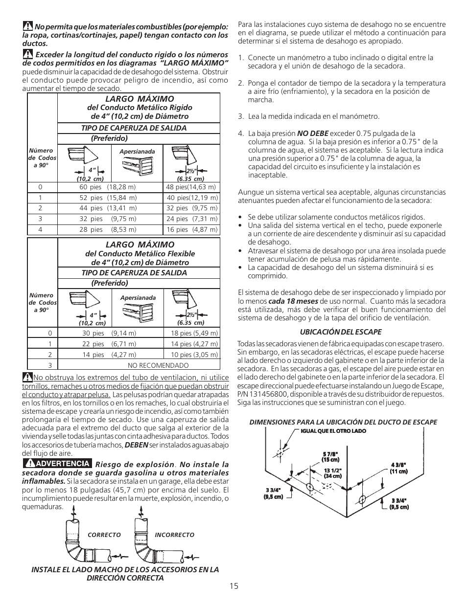 Largo máximo | FRIGIDAIRE 134940700A User Manual | Page 15 / 24