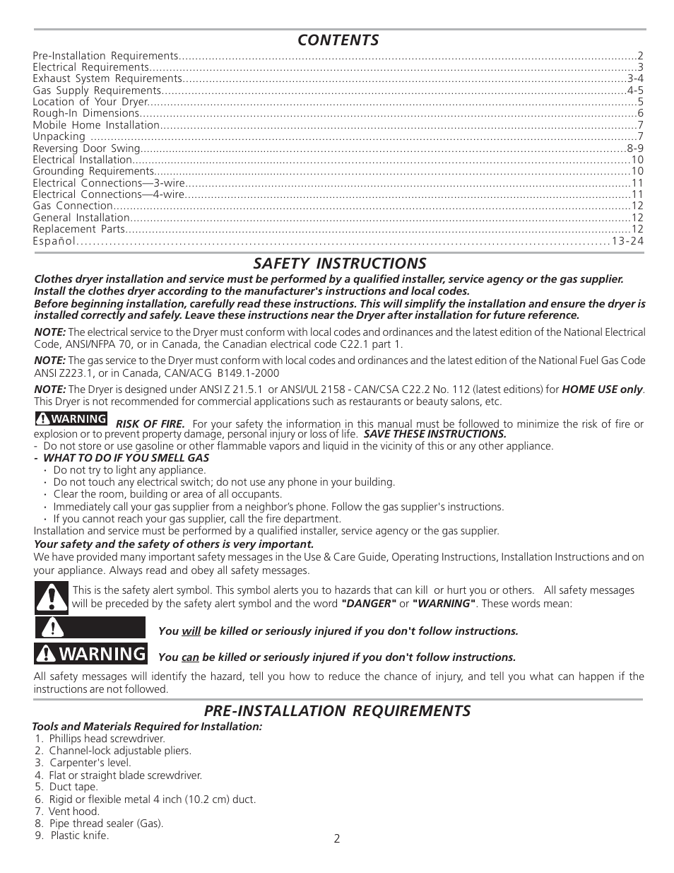 FRIGIDAIRE 134940700A User Manual | Page 2 / 24