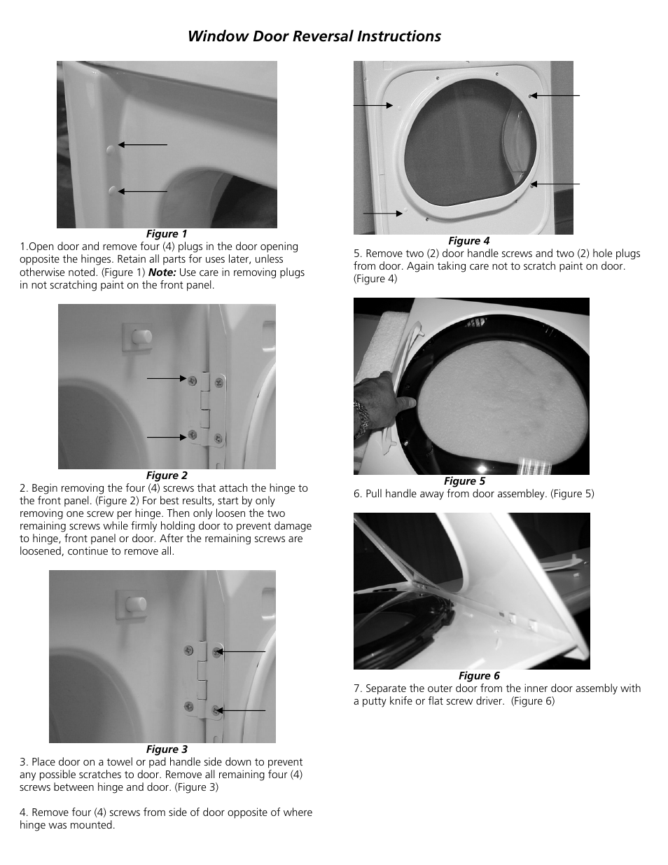 Window door reversal instructions | FRIGIDAIRE 134940700A User Manual | Page 8 / 24