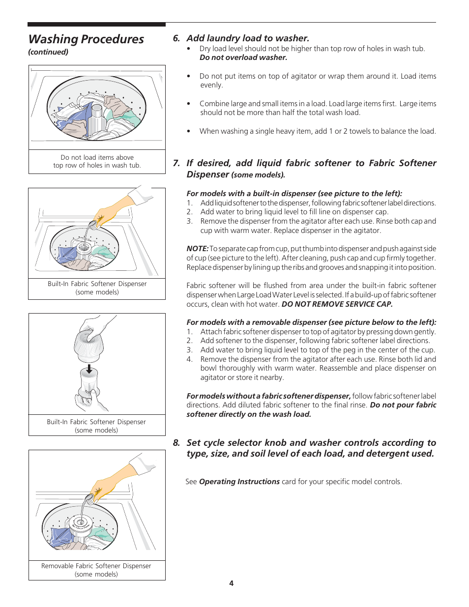 Washing procedures | FRIGIDAIRE 134533800A User Manual | Page 4 / 11