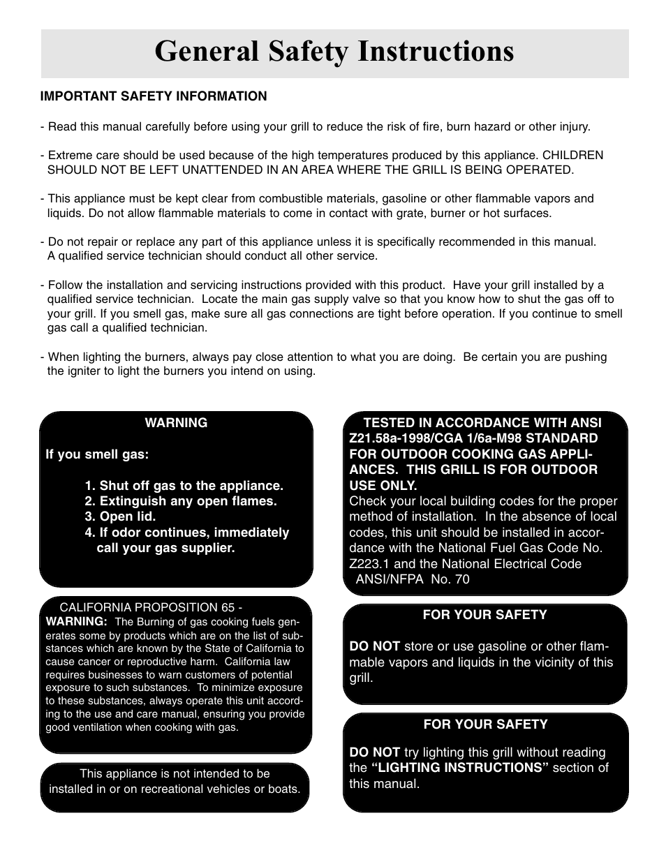 General safety instructions | FRIGIDAIRE Side Burner User Manual | Page 2 / 11