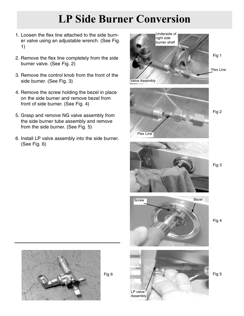 Lp side burner conversion | FRIGIDAIRE Side Burner User Manual | Page 6 / 11