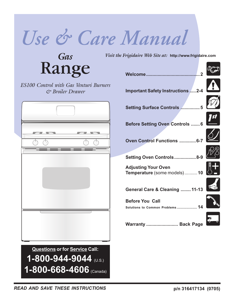 FRIGIDAIRE 316417134 User Manual | 16 pages