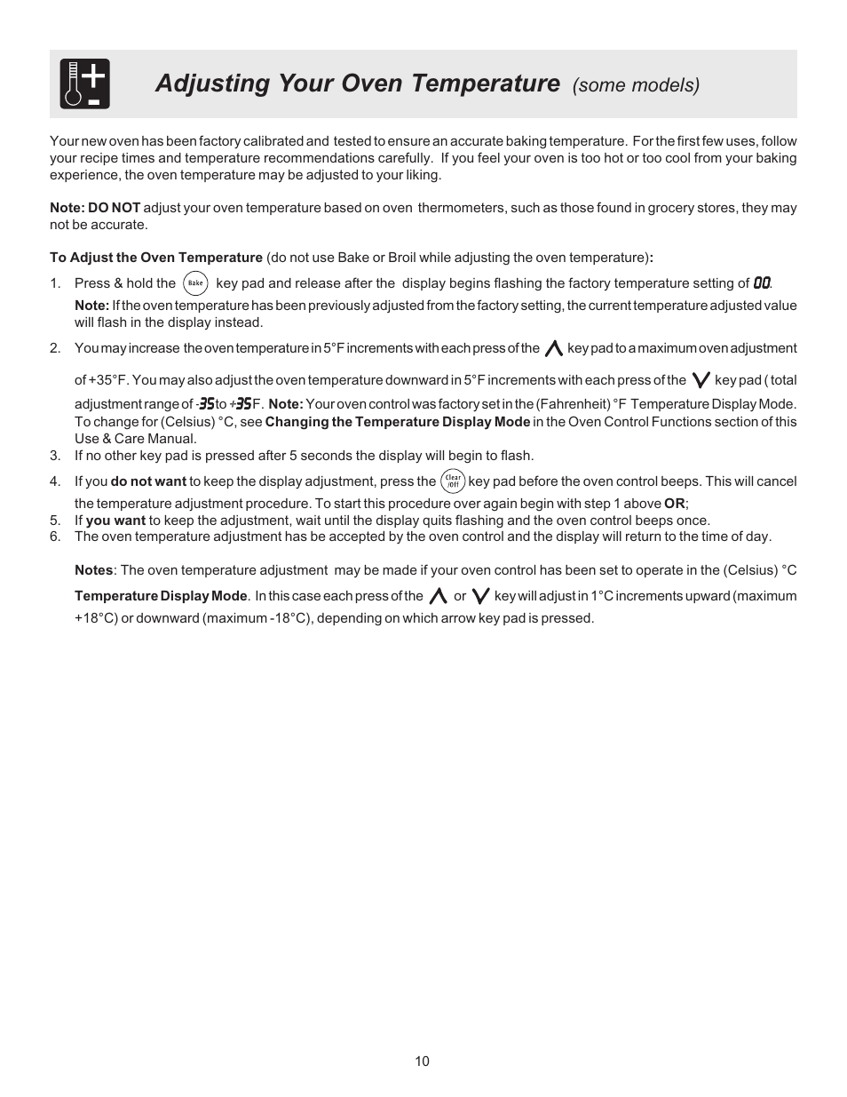 Adjusting your oven temperature, Some models) | FRIGIDAIRE 316417134 User Manual | Page 10 / 16
