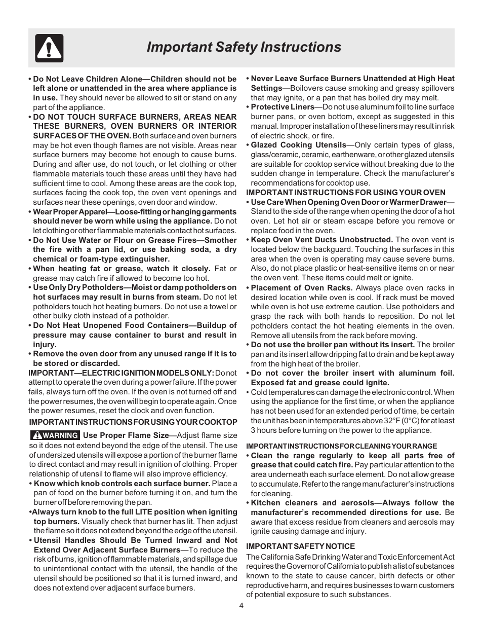 Important safety instructions | FRIGIDAIRE 316417134 User Manual | Page 4 / 16