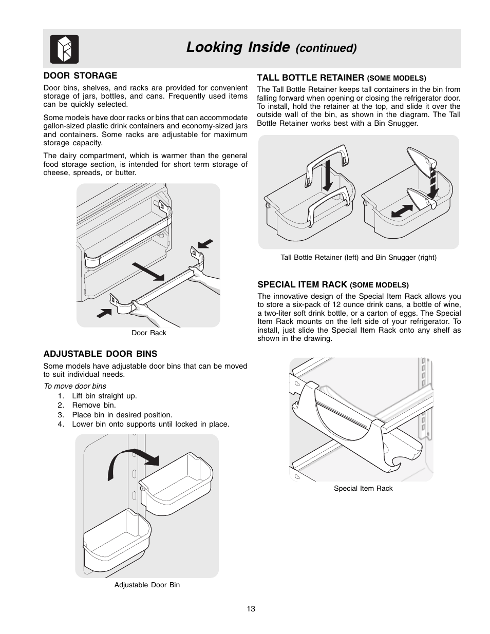 Looking inside, Continued) | FRIGIDAIRE 240400107 User Manual | Page 13 / 21