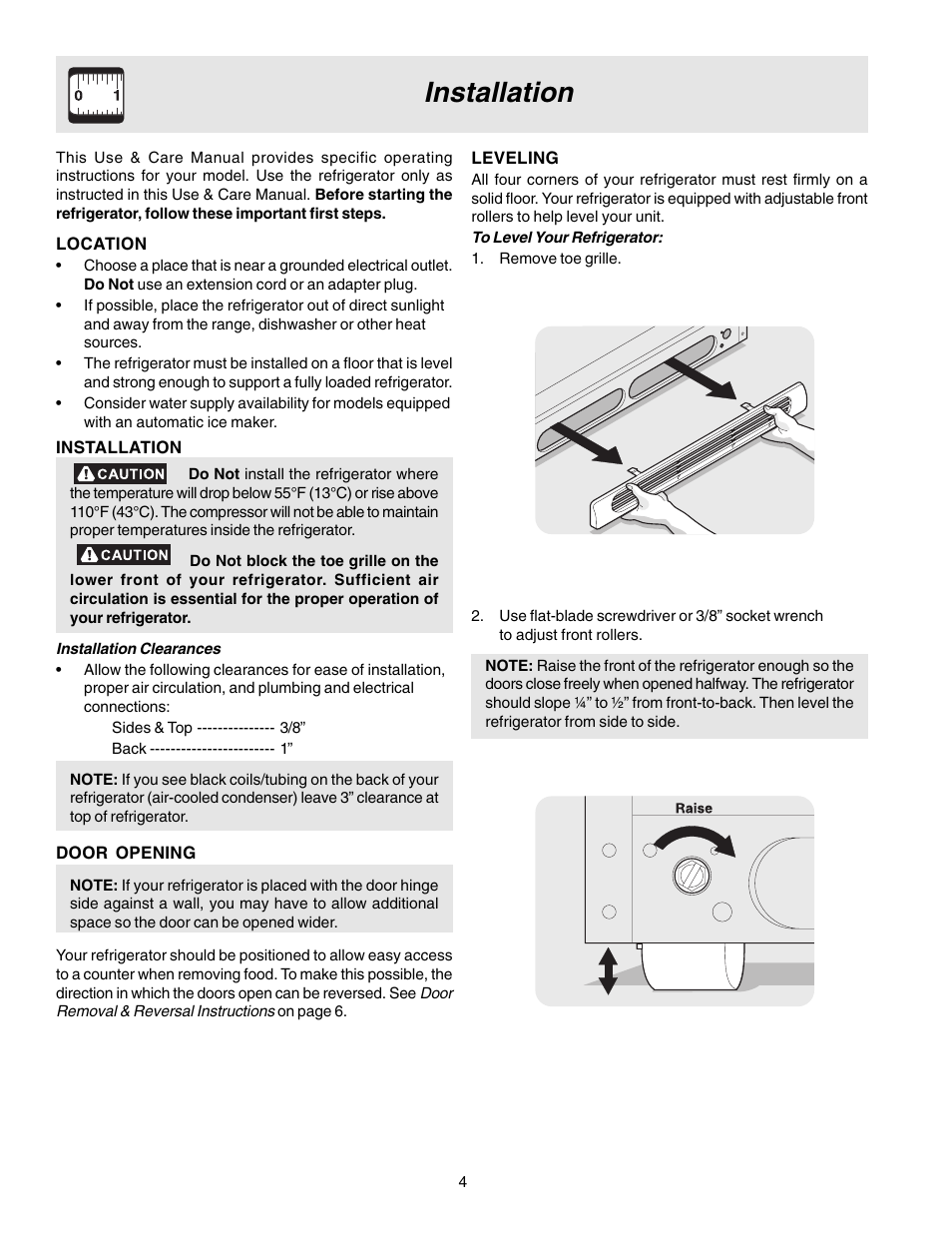 Installation | FRIGIDAIRE 240400107 User Manual | Page 4 / 21