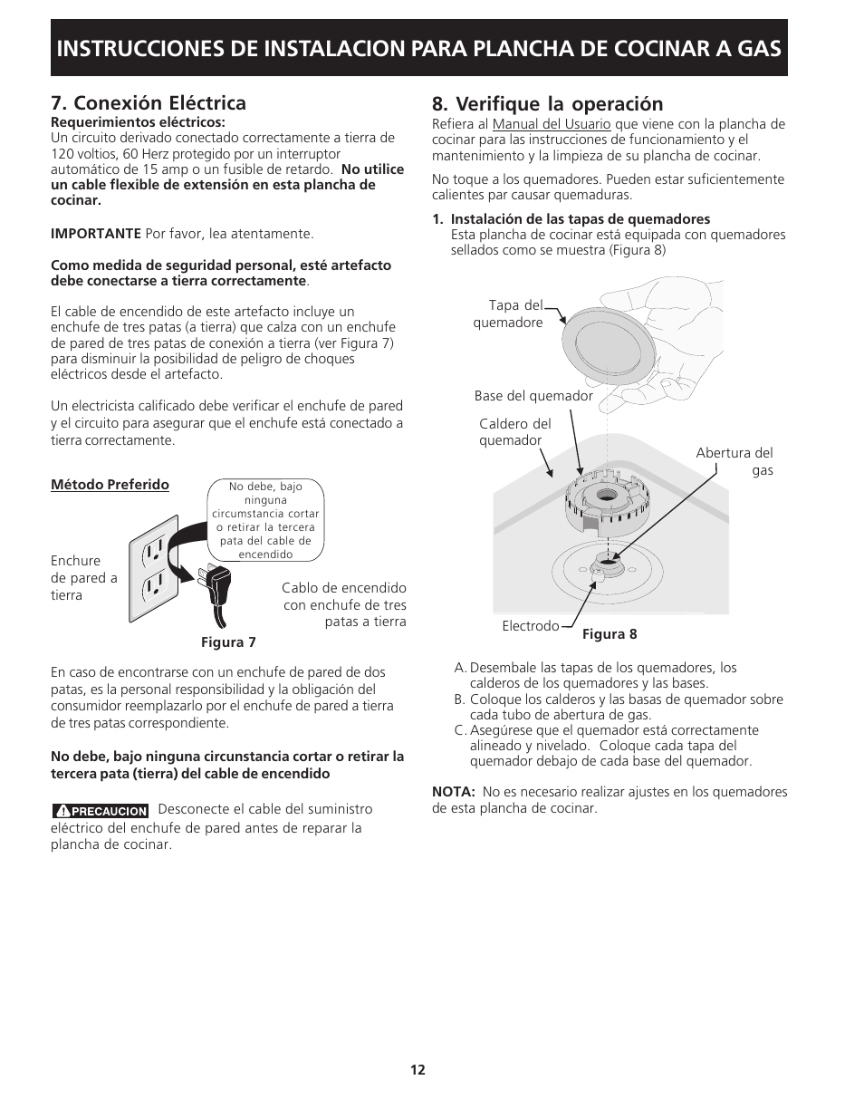 Verifique la operación, Conexión eléctrica | FRIGIDAIRE 318201451 User Manual | Page 12 / 20