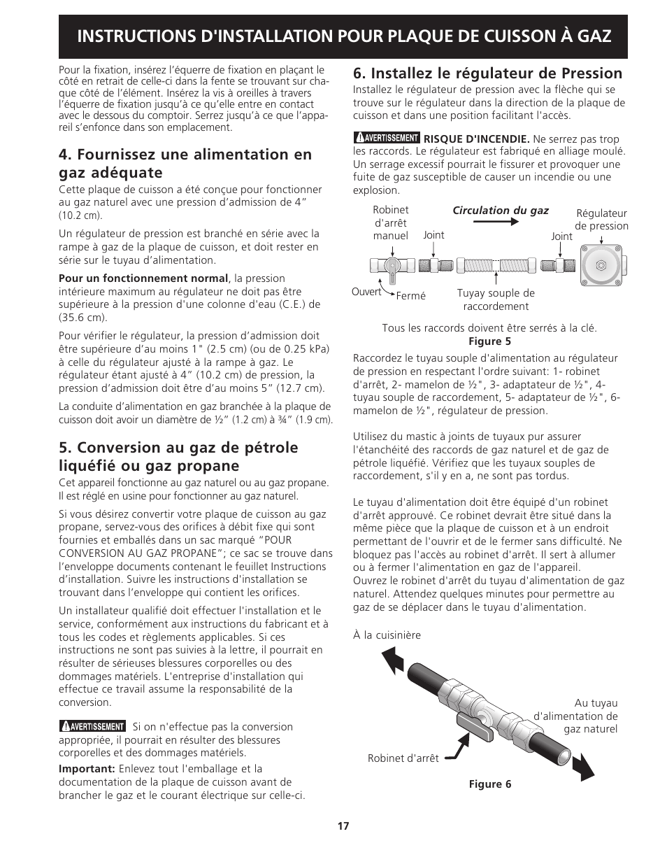Installez le régulateur de pression, Fournissez une alimentation en gaz adéquate | FRIGIDAIRE 318201451 User Manual | Page 17 / 20