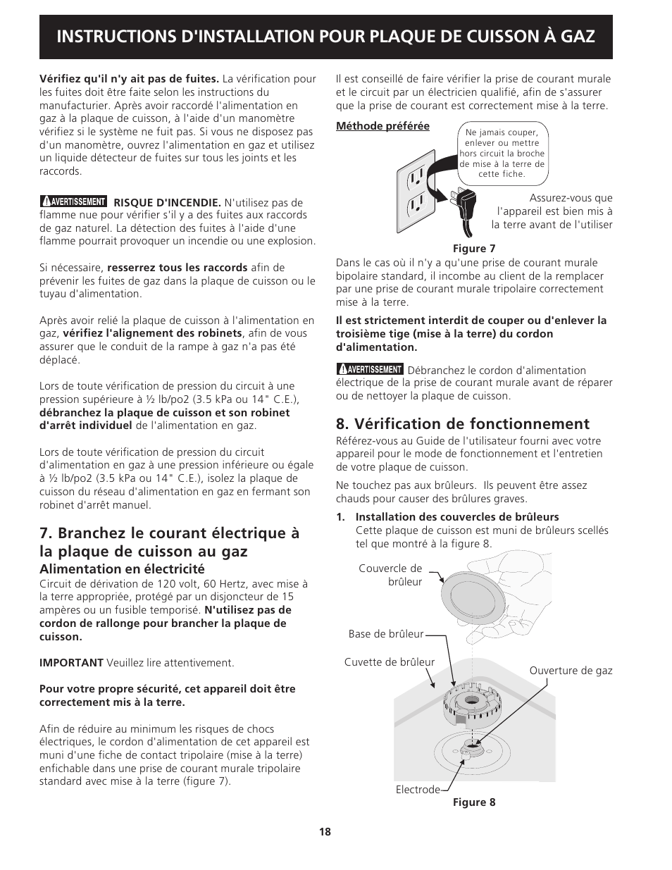 Vérification de fonctionnement | FRIGIDAIRE 318201451 User Manual | Page 18 / 20