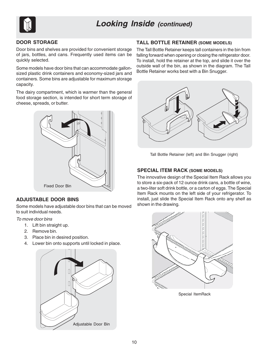 Looking inside, Continued) | FRIGIDAIRE 240389309 User Manual | Page 10 / 25