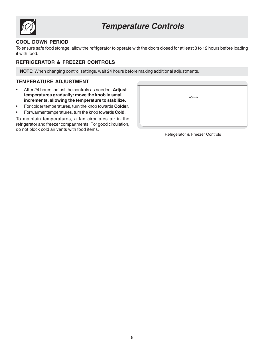 Temperature controls | FRIGIDAIRE 240389309 User Manual | Page 8 / 25