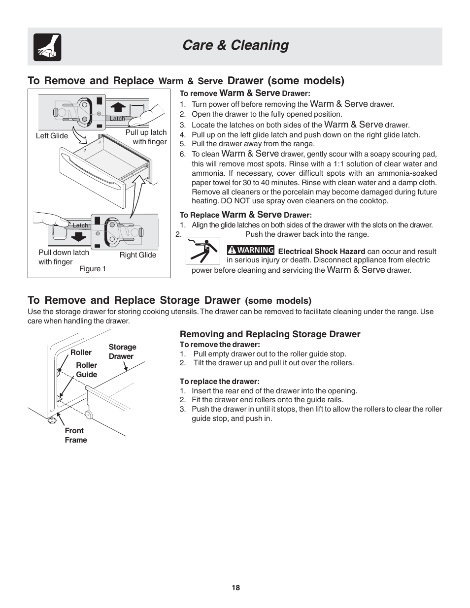 Care & cleaning, Drawer (some models) | FRIGIDAIRE 318203873 User Manual | Page 18 / 22